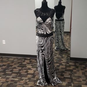LaFremme prom, black & white, beaded, size 8,zebra